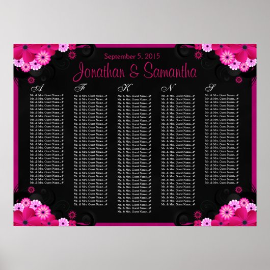 Schwarze Fuchsia-Blumenzettel Poster (Vorne)
