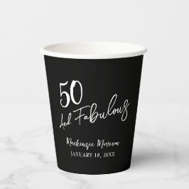 Schwarze Fünfzig und Fabulous Schriftzug Geburtsta Pappbecher