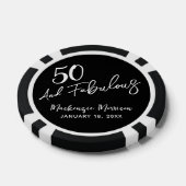 Schwarze Fünfzig und Fabulous Schriftzug Geburtsta Pokerchips (Einzeln)