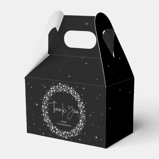 Schwarze funkelnde Lichter Vielen Dank Geschenkschachtel (Vorderseite)