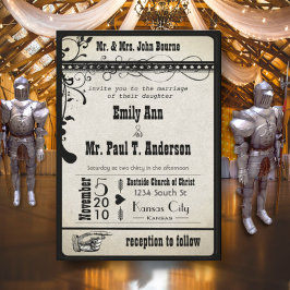 Schwarze Funky Renaissance Mittelalterliche Spielz Einladung