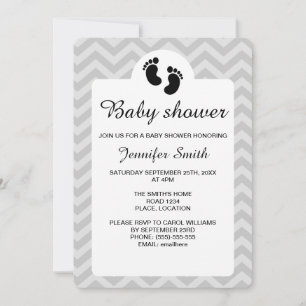 Schwarze Fußabdrücke Silhouette Baby Shower Einladung
