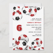 Schwarze Fußballbälle Kindergeburtstag Party Einladung (Vorderseite)