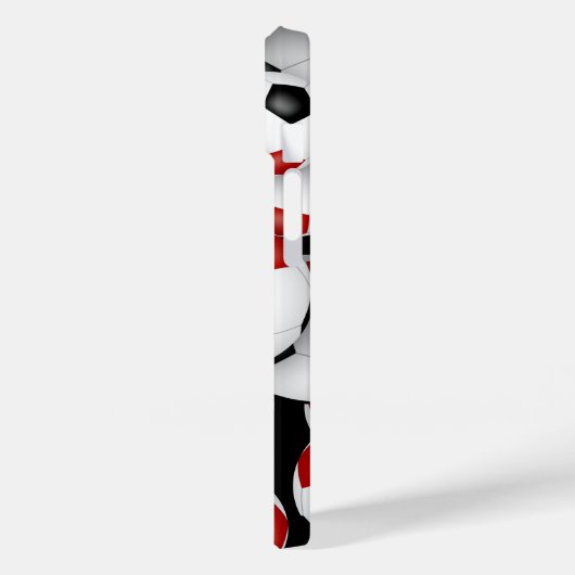 Schwarze Fußbälle mit Monogramm Case-Mate iPhone Hülle (Rückseite / Links)