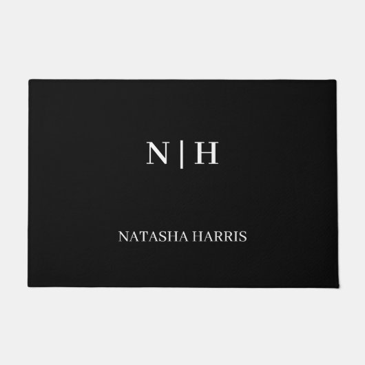 Schwarze Fußmatte mit Firmenlogo für Unternehmen (Vorderseite)