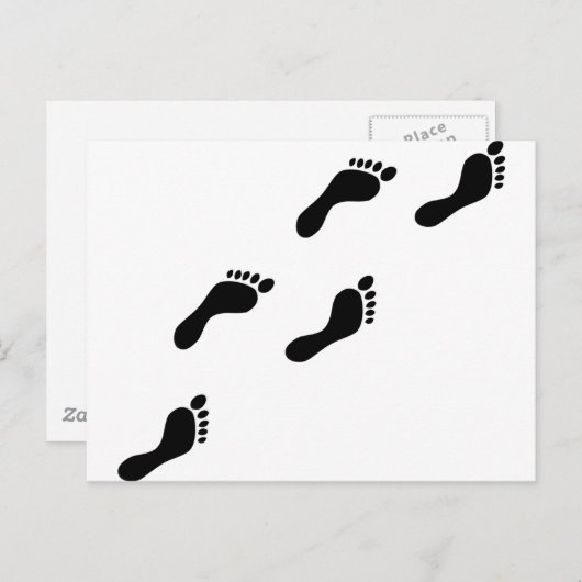 schwarze Fußspuren Postkarte (Vorne/Hinten)