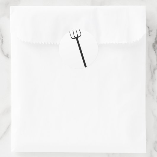 Schwarze Gabel Runder Aufkleber (Tasche)