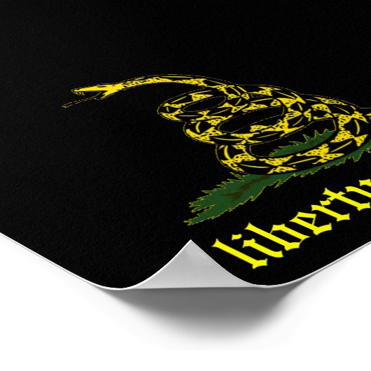 schwarze Gadsden-Freiheit oder Todesflagge Poster (Ecke)