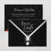 Schwarze Gala Diamant Save-the-Date Save The Date (Vorne/Hinten)