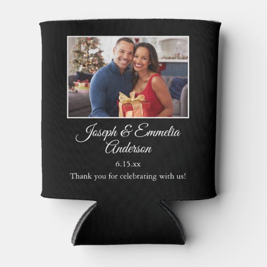 Schwarze Gastgeschenk Hochzeit Foto Paare Foto, Na Dosenkühler (Vorderseite)