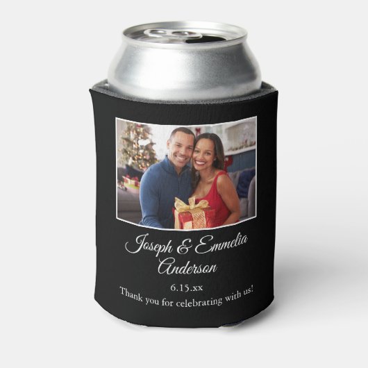 Schwarze Gastgeschenk Hochzeit Foto Paare Foto, Na Dosenkühler (Kanne Rückseite)