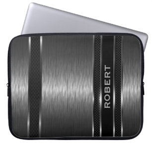 Schwarze gebürstete Aluminium-Optik-Textur Laptopschutzhülle