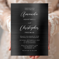 Schwarze gebürstete Metall-Schrift Hochzeit