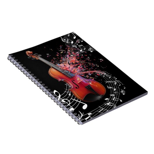 Schwarze Geige für Musik Notizblock (Rechte Seite)