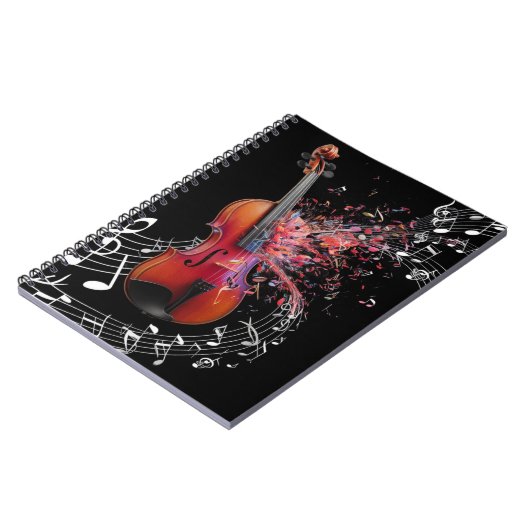 Schwarze Geige für Musik Notizblock (Linke Seite)