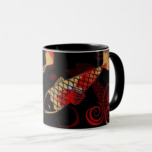 Schwarze Geisha kois Tasse (VorderseiteRechts)