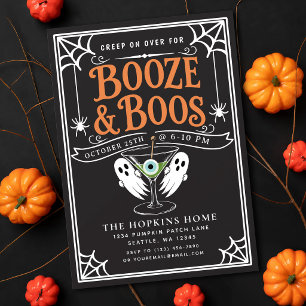Schwarze Geister Halloween-Party für Erwachsene Einladung