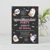 Schwarze Geister Halloween Spooktacular Party Gebu Einladung (Stehend Vorderseite)