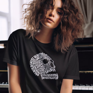 Schwarze Geisterjagd Paranormale Schädelwomen T-Shirt