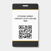 Schwarze gelbe Foto- & Logopresse-ID-QR-Code Ausweis (Rückseite)