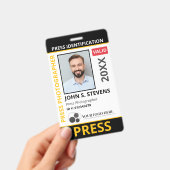 Schwarze gelbe Foto- & Logopresse-ID-QR-Code Ausweis (Handheld)