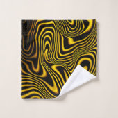 Schwarze gelbe goldene Wirbel Textur Badhandtuch Set (Waschlappen)