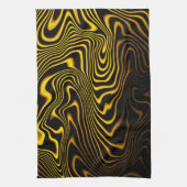 Schwarze Gelbe Goldene Wirbel Textur Geschirrtuch (Vertikal)