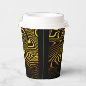 Schwarze Gelbe Goldene Wirbel Textur Pappbecher (Rechts)
