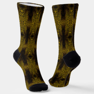 Schwarze gelbe Goldwirbel-Textur Socken