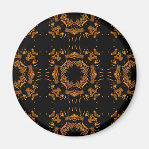 Schwarze, gelbe kupferfarbene Damasken Retro-Muste Magnet