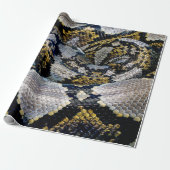 Schwarze, gelbe und graue Python Geschenkpapier (Ungerollt)
