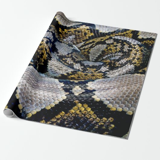 Schwarze, gelbe und graue Python Geschenkpapier (Ungerollt)