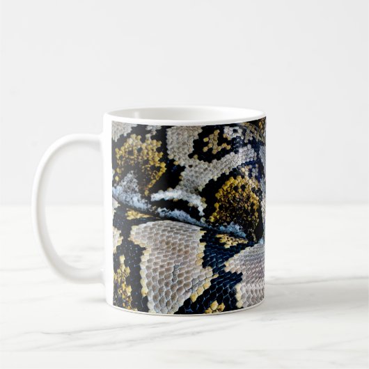 Schwarze, gelbe und graue Python Kaffeetasse (Links)