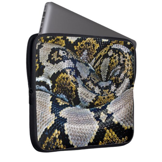 Schwarze, gelbe und graue Python Laptopschutzhülle (Vorne Rechts)