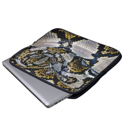 Schwarze, gelbe und graue Python Laptopschutzhülle (Vorne Knopf)