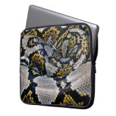 Schwarze, gelbe und graue Python Laptopschutzhülle (Vorderseite Links)
