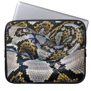 Schwarze, gelbe und graue Python Laptopschutzhülle