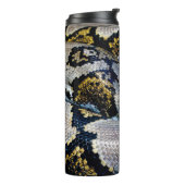 Schwarze, gelbe und graue Python Thermosbecher (Nach links gedreht)