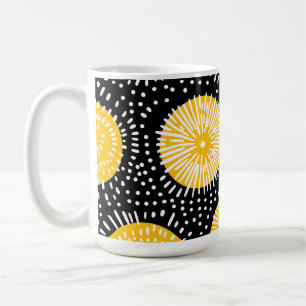 Schwarze gelbe und weiße Doodle-Explosion Kaffeetasse