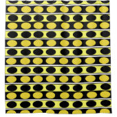 Schwarze, gelbe und weiße Streifen und Polka Dots  Duschvorhang (Vorderseite)