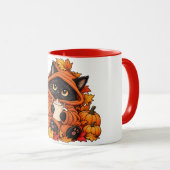 Schwarze, gemütliche Katze Tasse (VorderseiteRechts)
