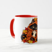 Schwarze, gemütliche Katze Tasse (Vorderseite Links)