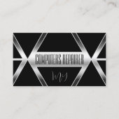 Schwarze Geometrie mit Silber und Monogramm Visitenkarte (Vorderseite)