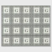 Schwarze Geometrie und Creme-Monogramm Geschenkpapier (Flach)