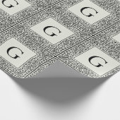 Schwarze Geometrie und Creme-Monogramm Geschenkpapier (Ecke)
