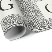 Schwarze Geometrie und Creme-Monogramm Geschenkpapier (Rolleneckpunkt)