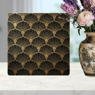 Schwarze geometrische Fächer-Art-Deco-Fliese Fliese