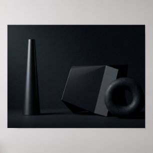 Schwarze geometrische Formen Minimalistische dunkl Poster