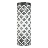 Schwarze geometrische Formen über weißem Hintergru Thermosbecher (Rückseite)