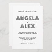 Schwarze geometrische Retro-Namen Hochzeit Einladung (Vorne/Hinten)